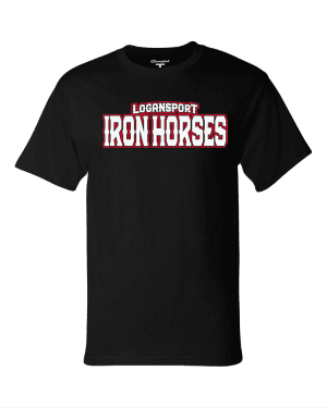 Logansport Iron Horses Wordmark Champion T-shirt black front