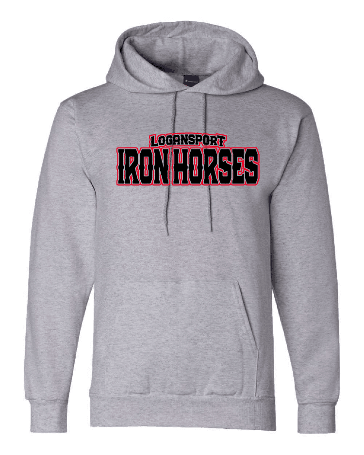 Logansport Iron Horses Champion Hoodie light steel front