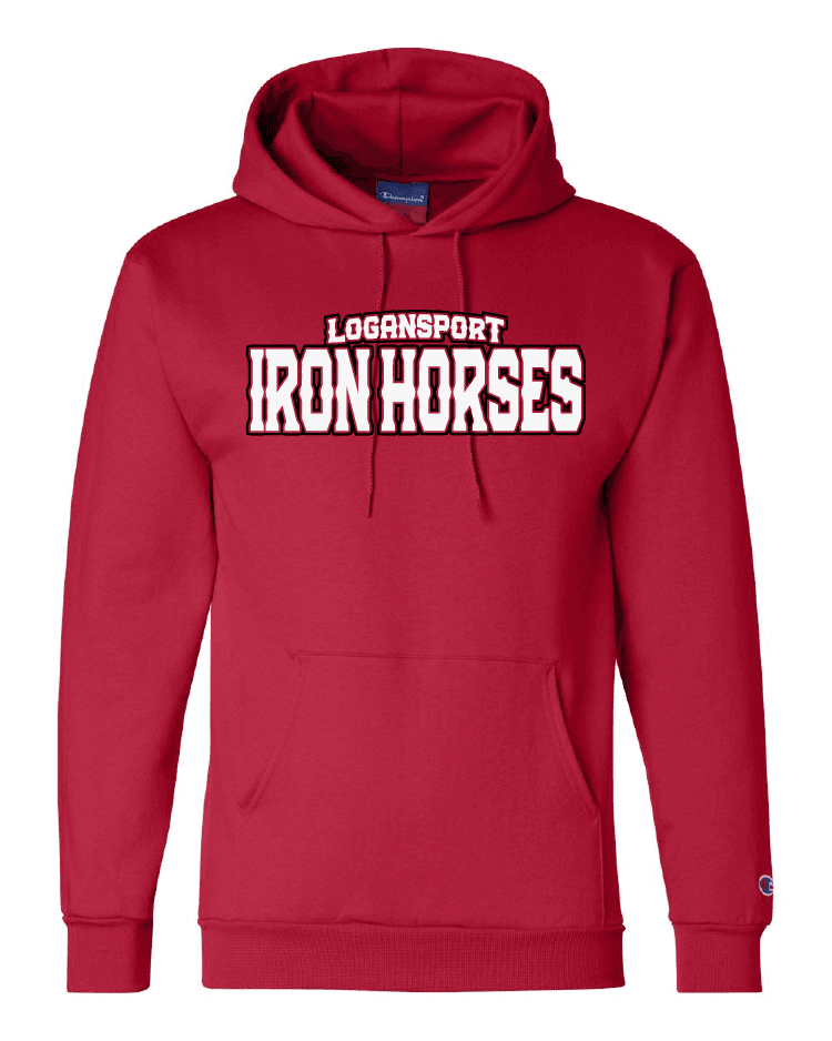 Logansport Iron Horses Champion Hoodie red front