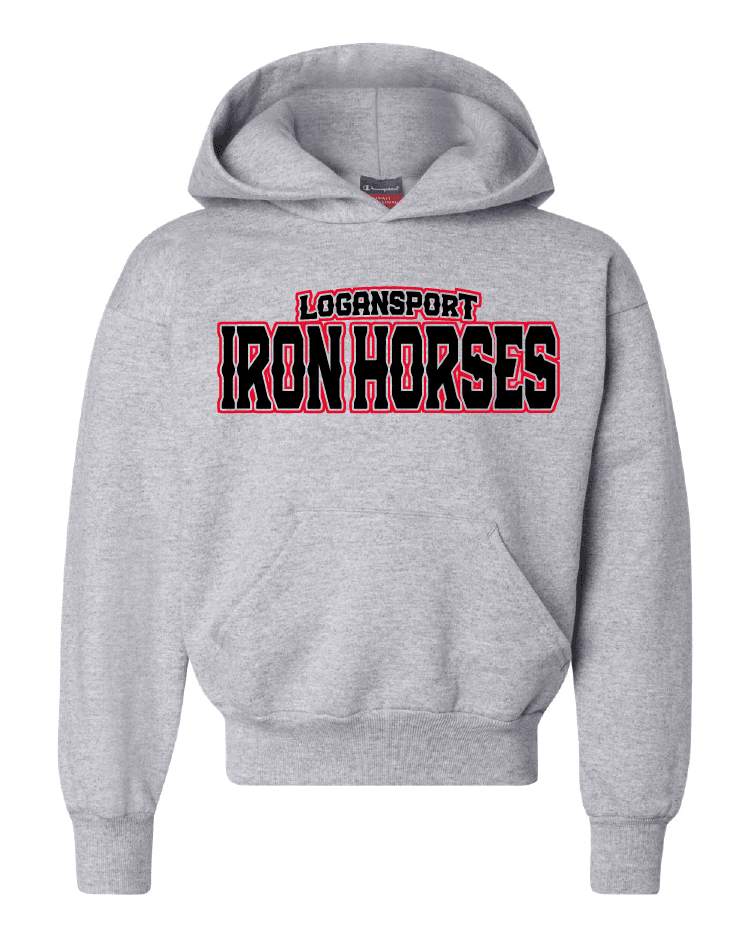 Youth Logansport Iron Horses Champion Hoodie light steel front