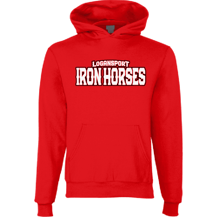 Youth Logansport Iron Horses Champion Hoodie red front