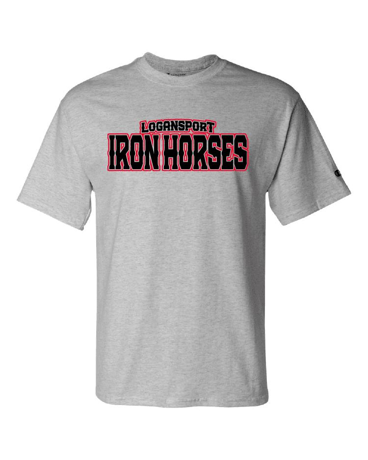Logansport Iron Horses Wordmark Champion T-shirt light steel front