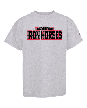Youth Logansport Iron Horses Wordmark Champion T-shirt light steel front
